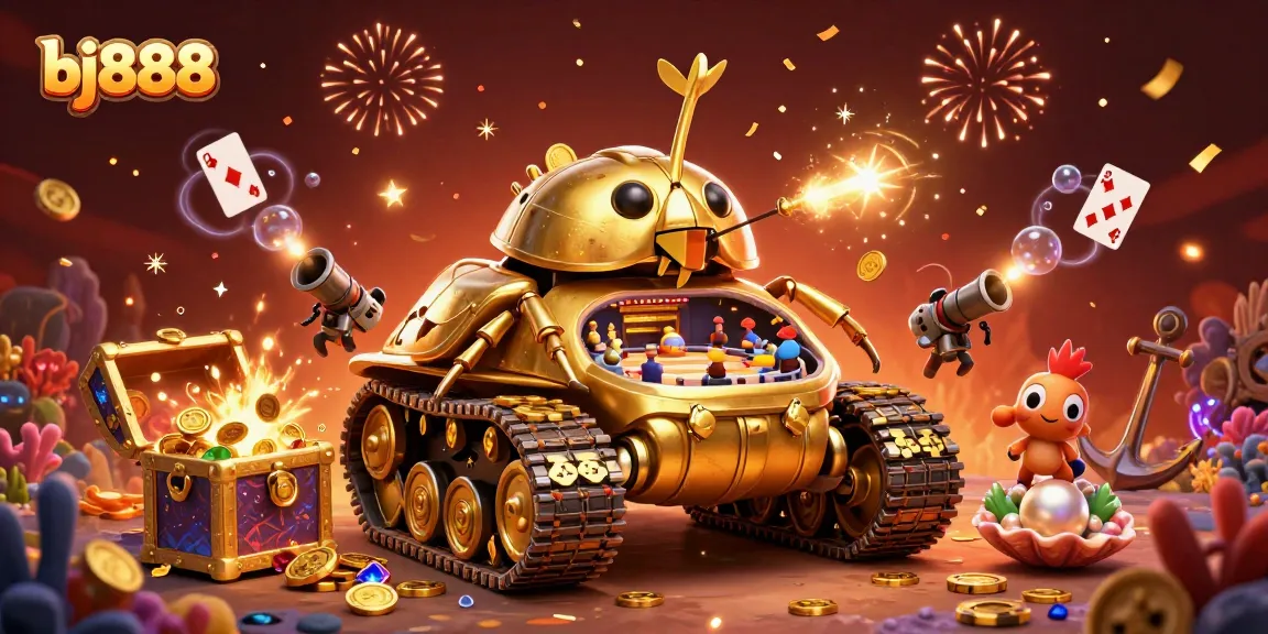 Engage in thrilling cockfighting action at bj888 featuring a dynamic casino atmosphere with gold and confetti.