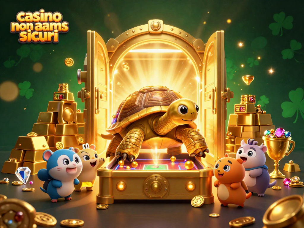 Gioca al casinò non aams sicuri con una vista divertente di una tartaruga colossale e animali entusiasti.