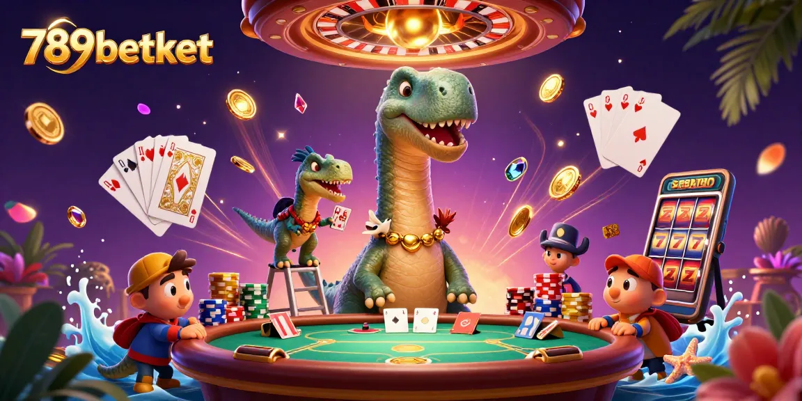 Experience thrilling gaming with 789betket at a massive 3D cartoon casino scene filled with excitement.
