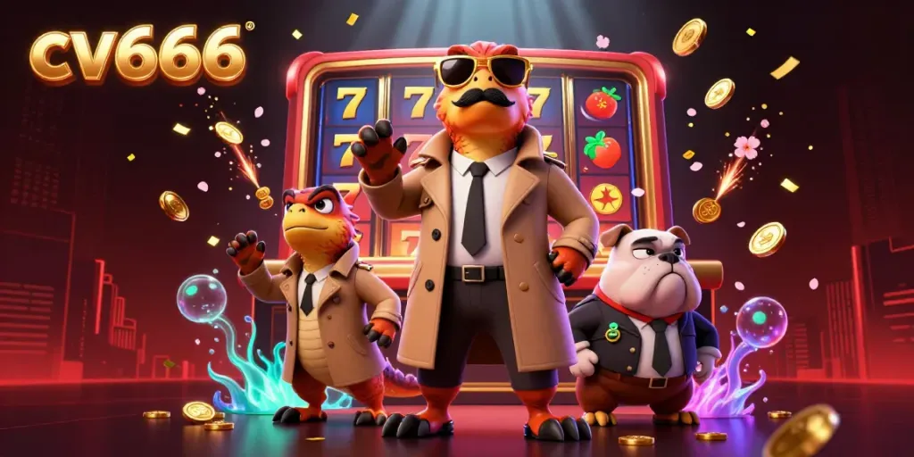 Experience the thrill of cv666 in a vibrant casino scene with animated raptors.