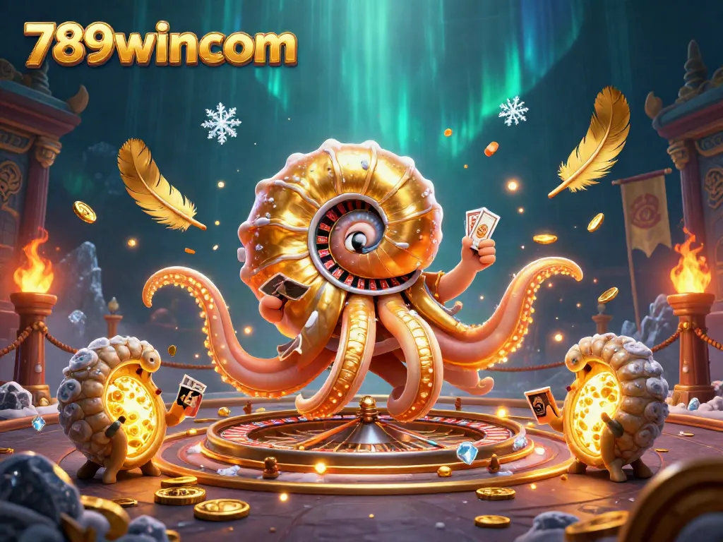Experience thrilling casino gameplay with 789wincom's vibrant 3D scene featuring a giant nautilus roulette.