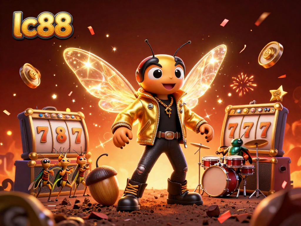 Join the excitement at lc88 with colorful slot reels and a dynamic casino scene.