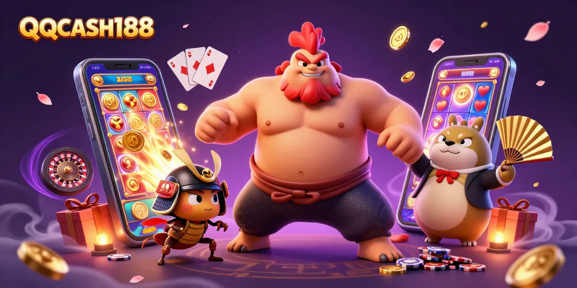 Engage with QQCASH188 on an exciting 3D gaming adventure featuring unique characters and casino elements.