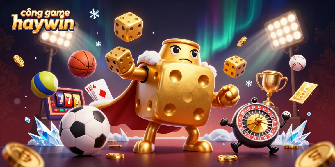 Experience the thrill of gaming with cổng game haywin, showcasing an energetic 3D cartoon casino scene filled with vibrant characters.