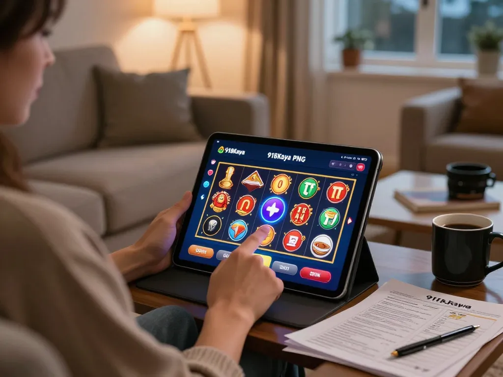 Engaging with 918Kaya PNG on tablet for a thrilling online gaming experience at home.
