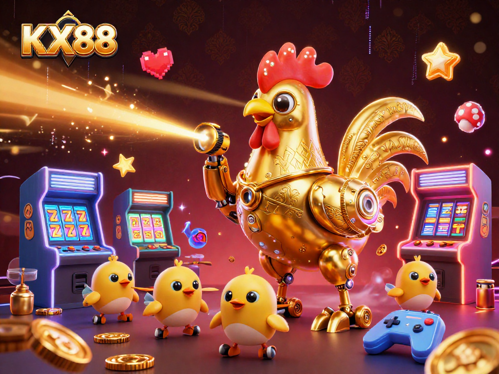 Experience the excitement of KX88's online casino gaming with futuristic characters and vibrant visuals.