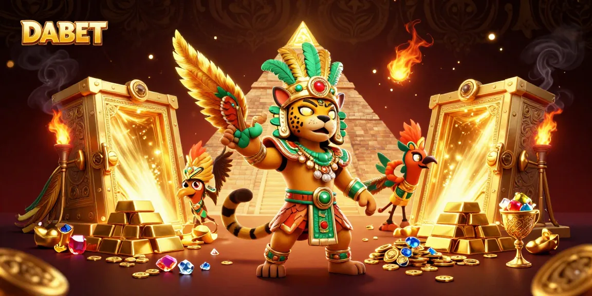 DABET players win big at a vibrant casino adventure with golden treasures and 3D characters.