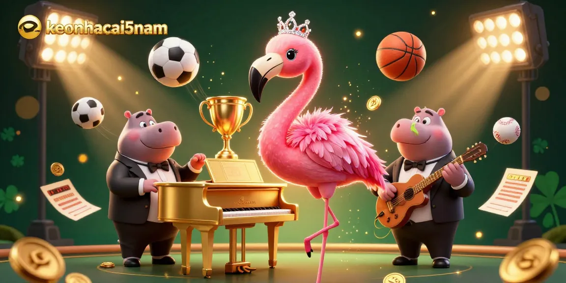Engage with keonhacai5nam in this lively 3D sports betting scene showcasing vibrant characters and dynamic elements.