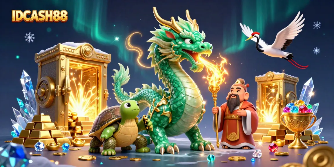 Engage with IDCASH88 by spinning the reels of a vibrant 3D slot illustration packed with treasures.