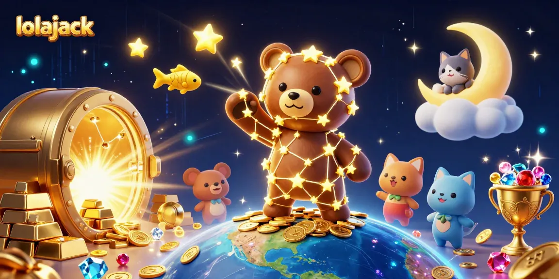 Experience thrilling wins at lolajack casino with gold treasures, constellation characters, and dynamic gaming vibes.