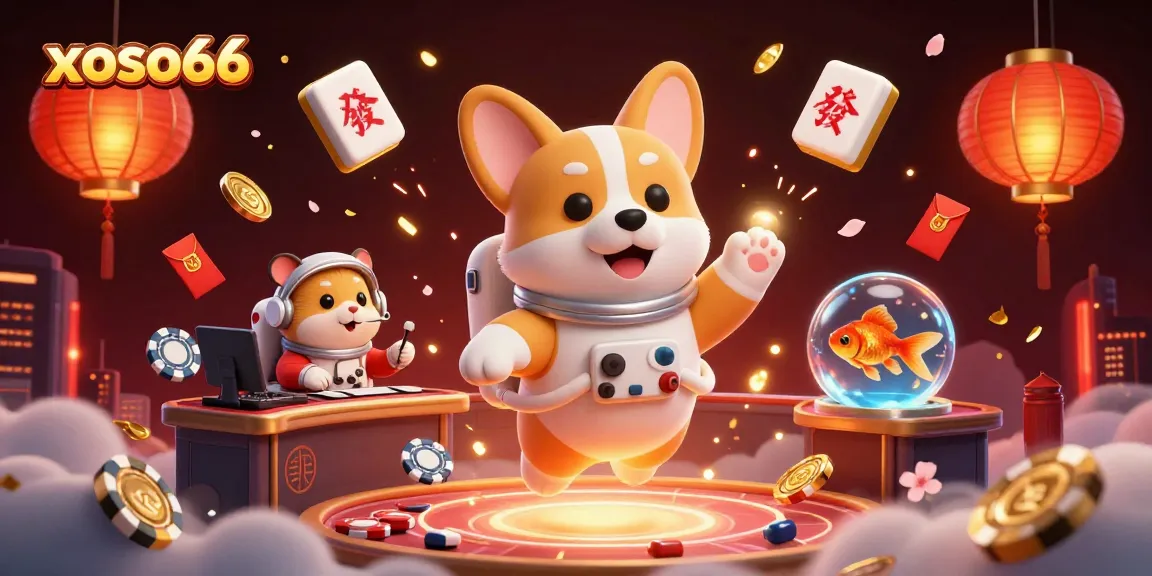 xoso66 offers exciting gaming experiences with an astronaut corgi and engaging casino elements.