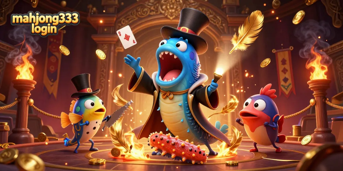 Experience the magic with mahjong333 login, showcasing a dazzling casino scene filled with vibrant characters and golden tokens.