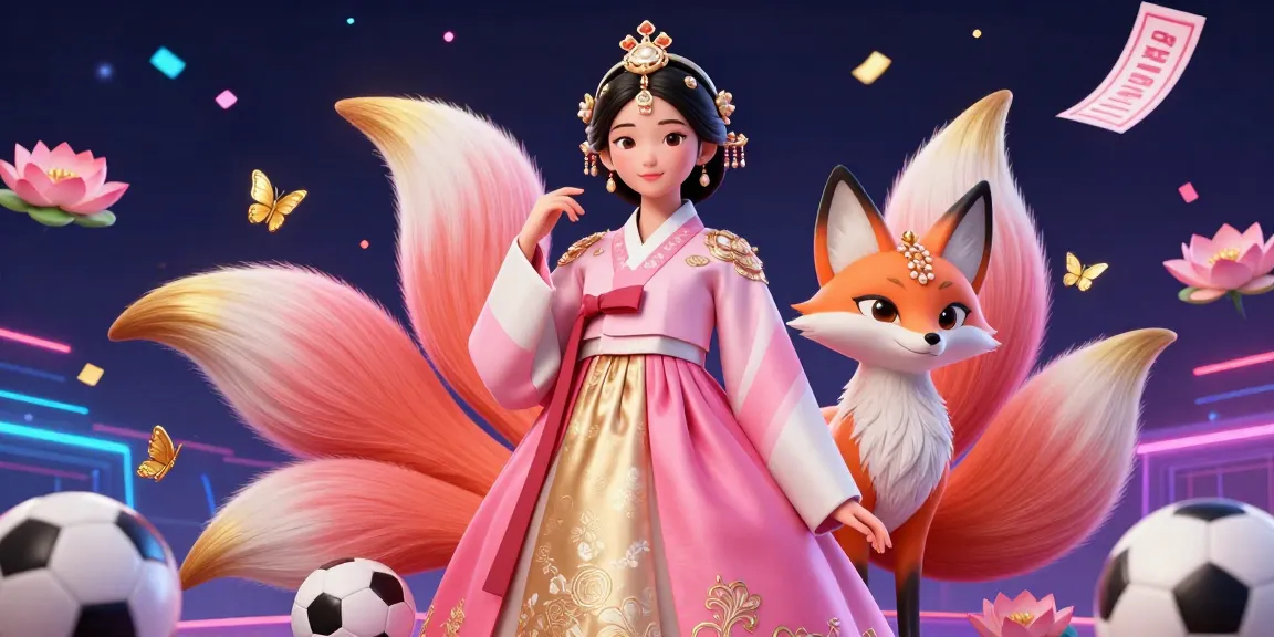 Soi kèo nhà cái with an elegant Asian woman and a lucky fox in a vibrant sports betting scene