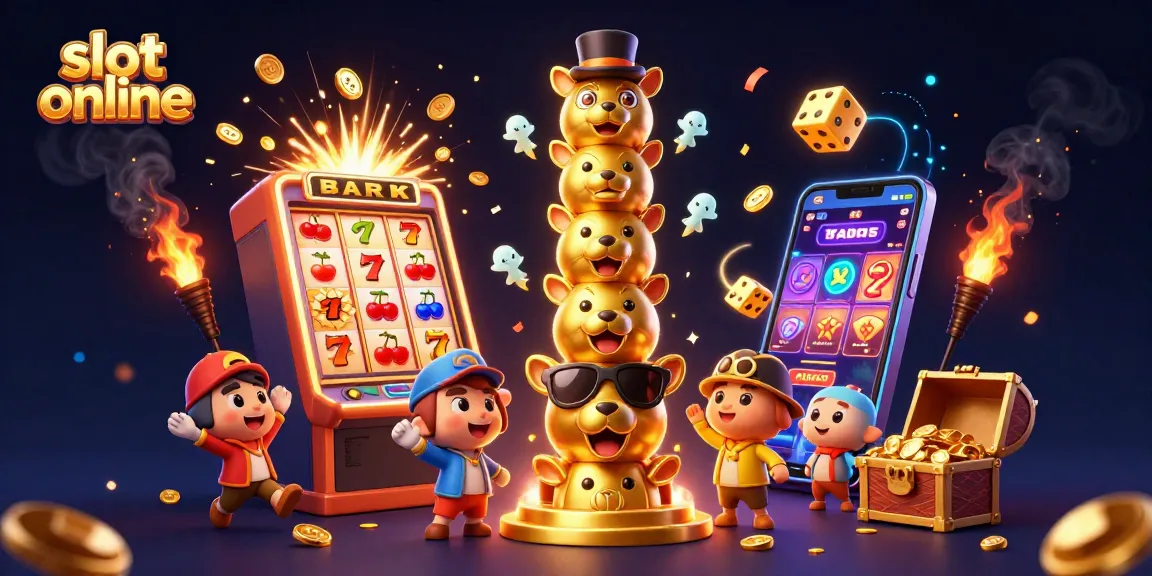 Mengalami keseruan bermain slot online dengan totem emas yang menari dikeliling slot machine yang meledak berisi koin.