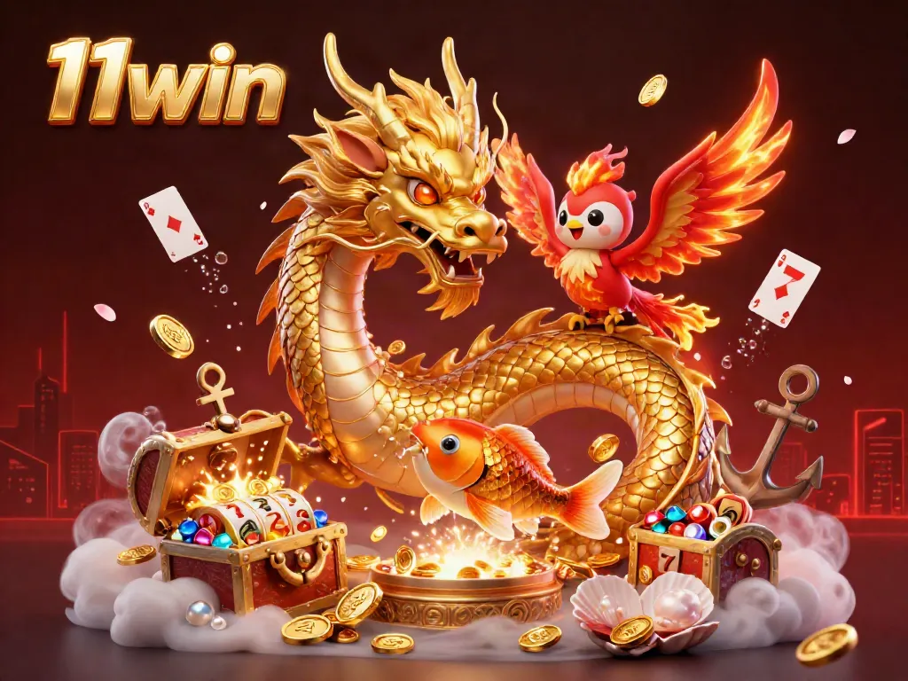 Experience thrilling action with 11win’s exciting games featuring a mythical dragon and fortune symbols.