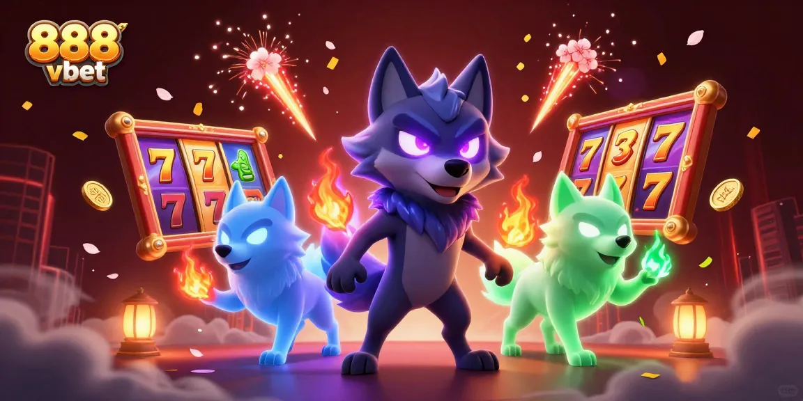 Experience a thrilling win at 888 vbet with vibrant slot machines and mystical wolf characters.