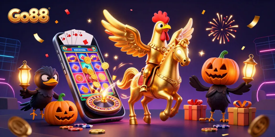 Experience Go88's vibrant casino action with golden rooster characters and dynamic gameplay elements.