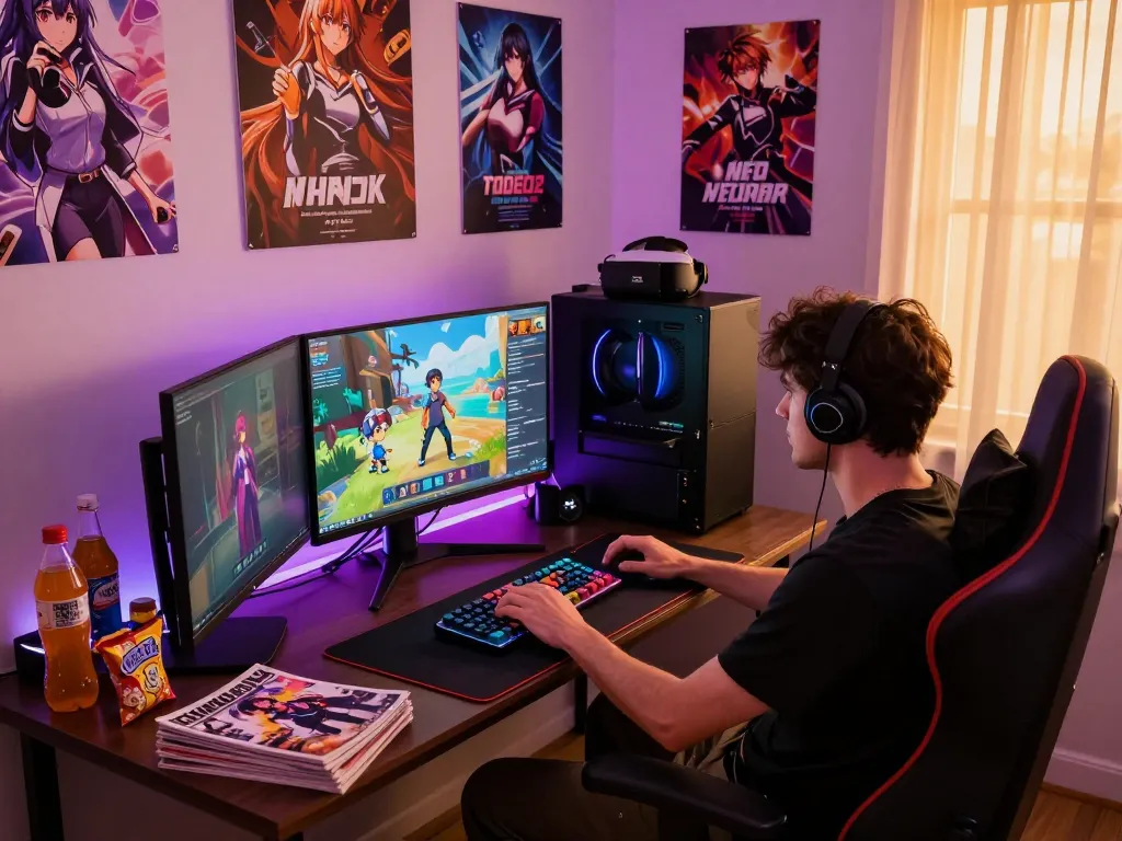 Player enjoying immersive xxx games in a stylish gaming room