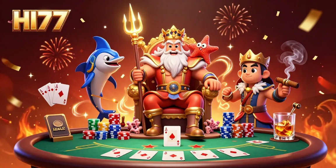 Experience the thrill of HI77 with Neptune, poker chips, and celebration magic.