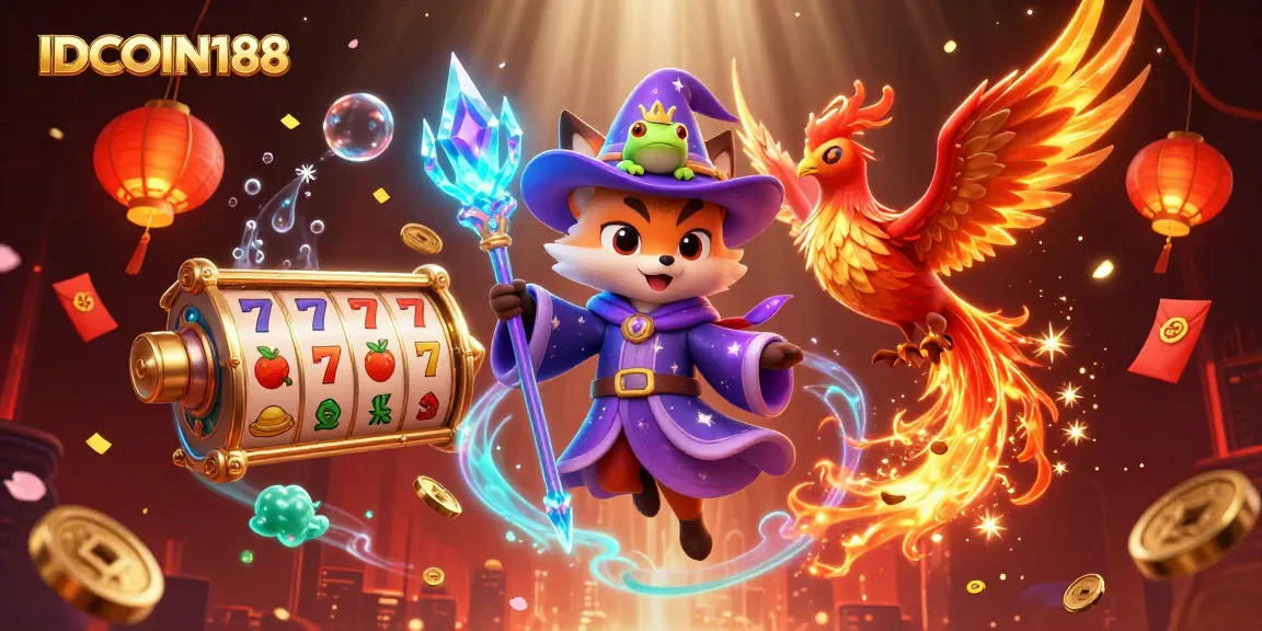 Engage with IDCOIN188's magical casino adventure featuring vibrant 3D characters and exciting slot elements.