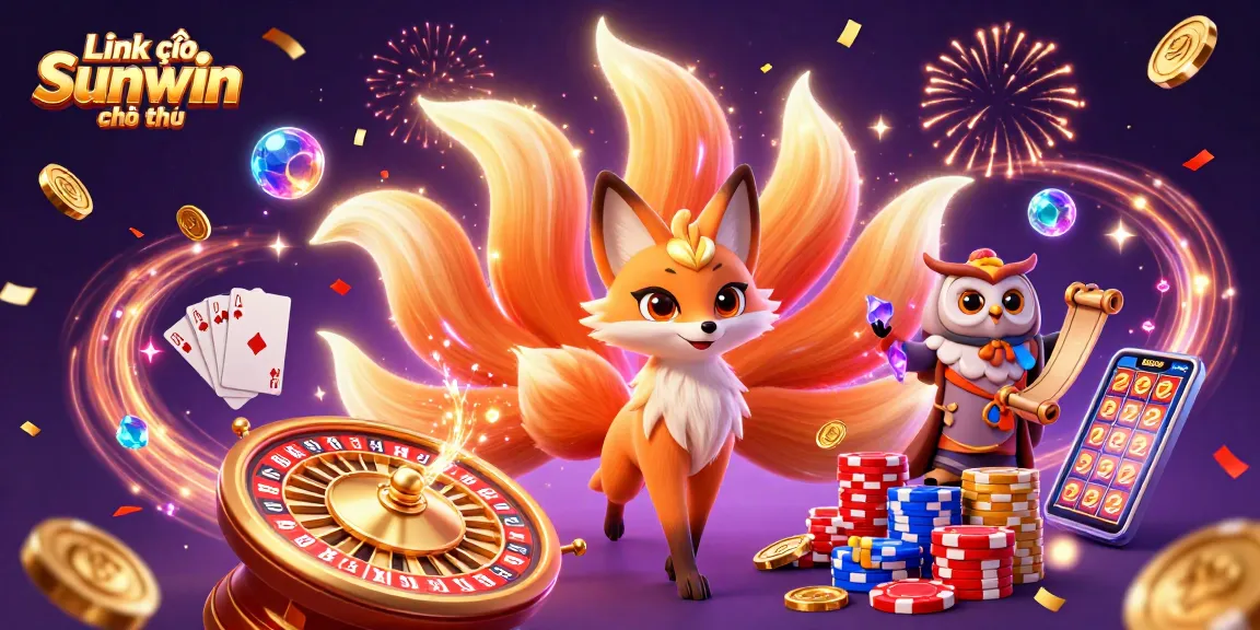 Experience the thrill of gambling with the vibrant energy of Link vào Sunwin chính thức illustrated in this dynamic 3D scene.