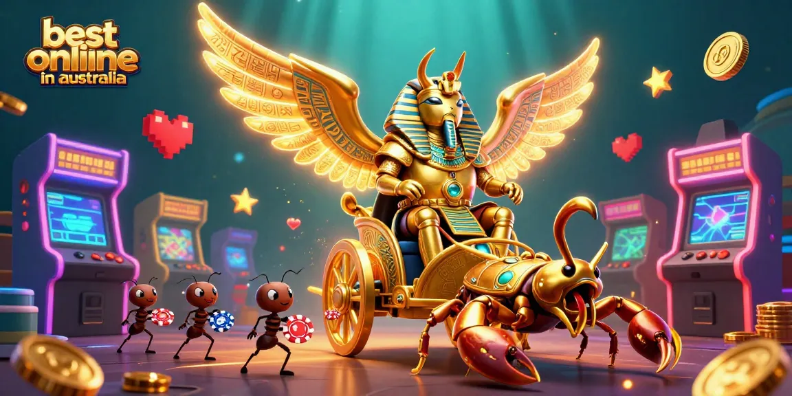 Engage with the best online casinos in Australia illustrated through vibrant 3D cartoon characters amidst gaming elements.