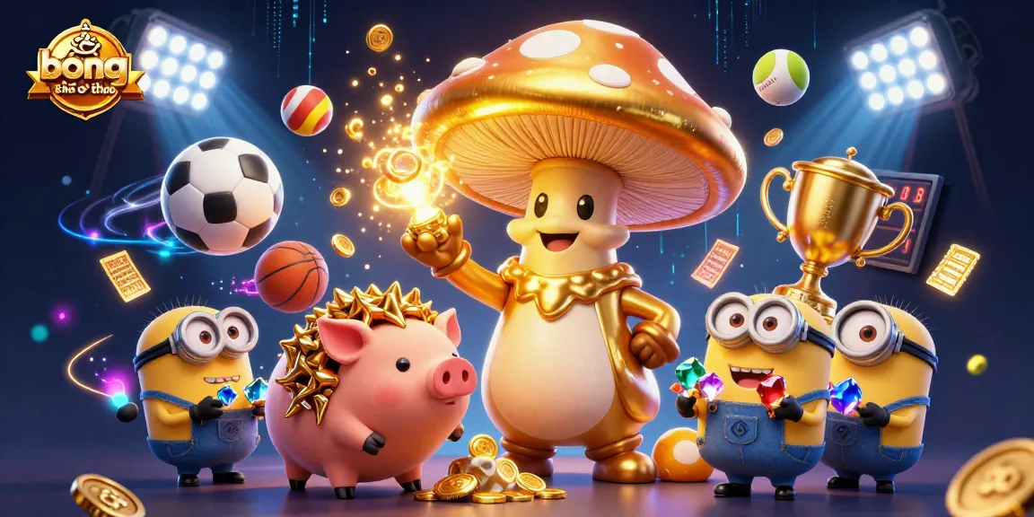 Cách xem bóng đá trực tiếp trên điện thoại with vibrant sports-themed digital art, showcasing animated characters and game elements.